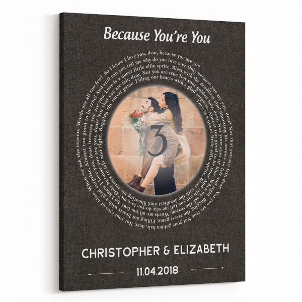 Spiral Song Lyrics Custom Anniversary Year - Black Background Canvas