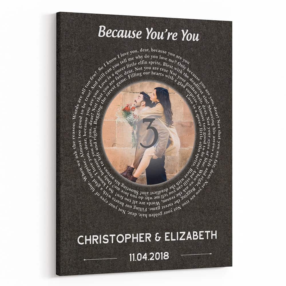 Spiral Song Lyrics Custom Anniversary Year – Black Background Canvas