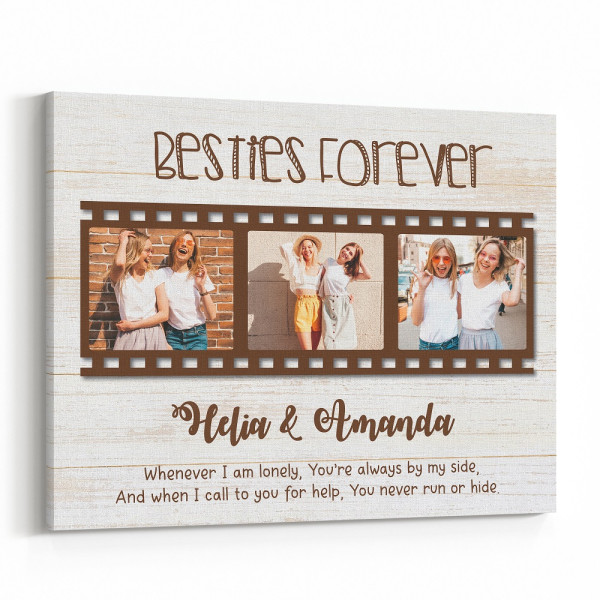 Besties Forever Gift Custom Filmstrip Photo Collage Canvas Print
