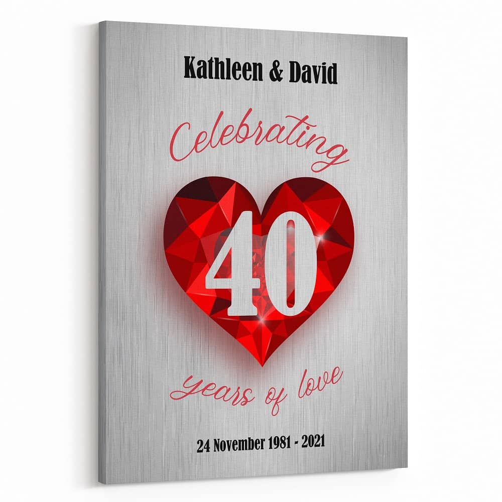 Celebrating 40 Years Of Love – 40th Anniversary Canvas Print