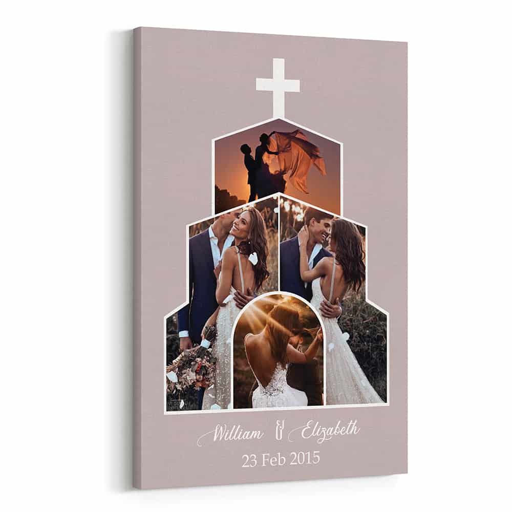 Christian Wedding Anniversary Custom Collage Photo Canvas