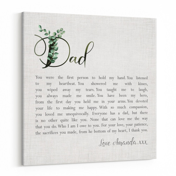 Custom Poem to Dad from Daughter Canvas Print