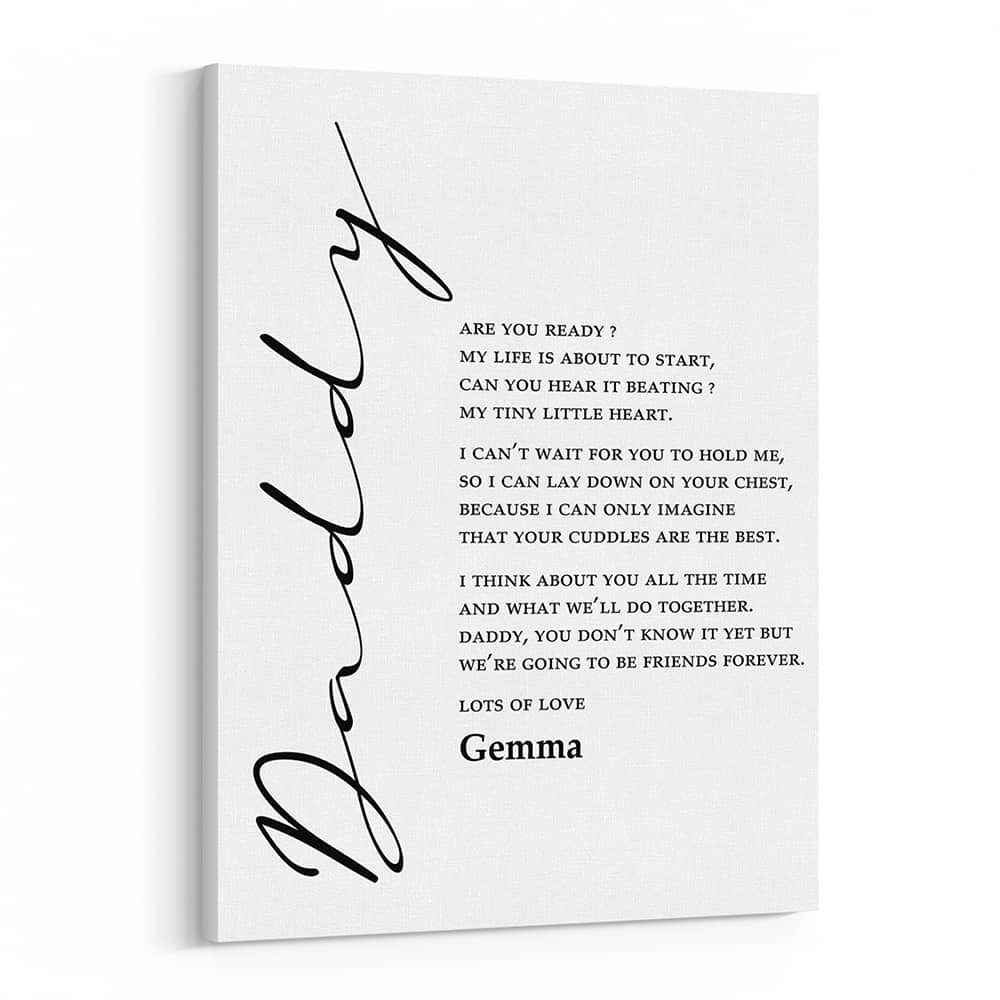 Daddy – Poem Photo Canvas Print