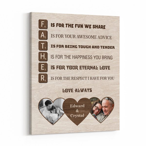 Father Scrabble Pieces Custom Photo Canvas Print