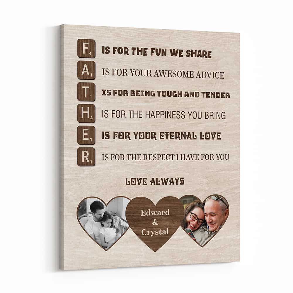 Father Scrabble Pieces Custom Photo Canvas Print