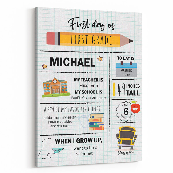 First Day of School Custom Canvas Print