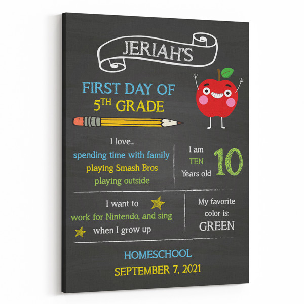 First Day of School Signs Custom Canvas Print