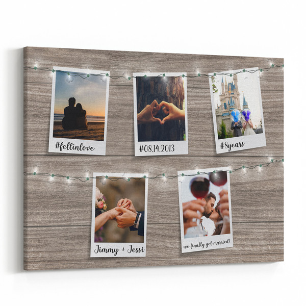 Fun Wedding Keepsake Photo Grid Collage Canvas Print