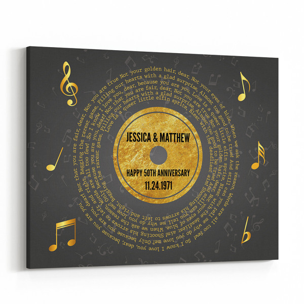 Golden Song Lyrics (50 Years) Custom Canvas Print