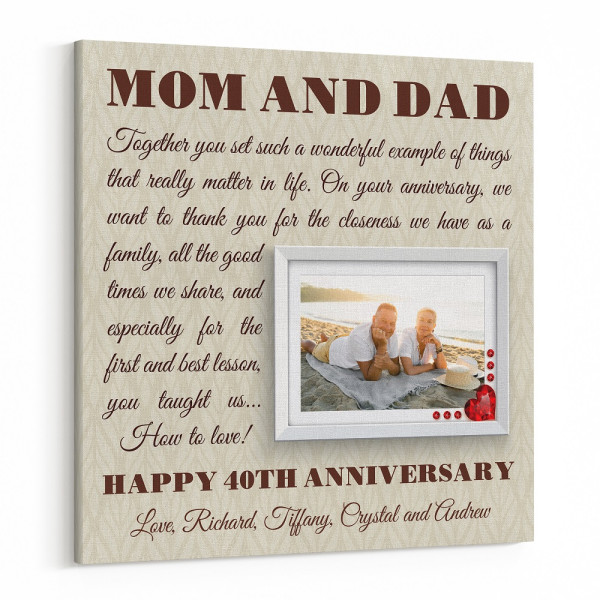 Happy 40th Anniversary Mom And Dad Photo Canvas Print