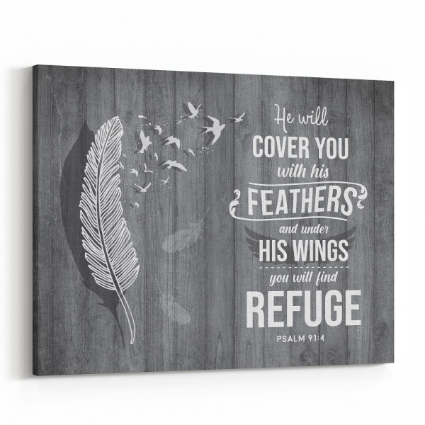He Will Cover You With His Feathers And Under His Wings You Will Find Refuge - Canvas Print
