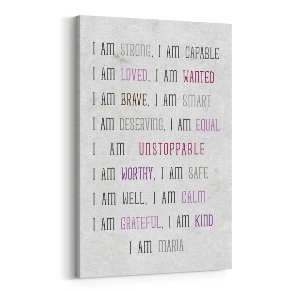 I Am Strong I Am Capable Custom Name Canvas Print