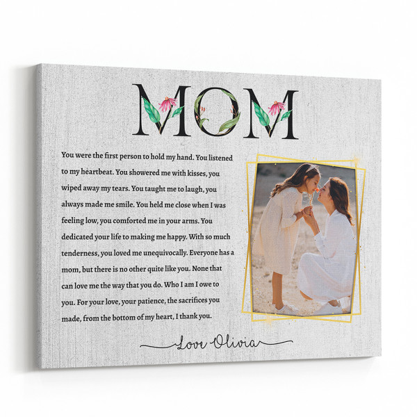 “Mom You Were the First Person to Hold My Hand” Custom Canvas Print