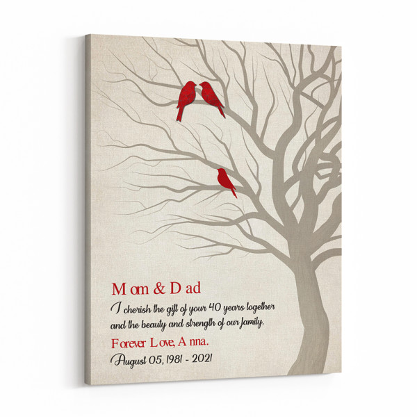 Mom and Dad We Cherish the Gift of Your 40 Years Together Canvas Print
