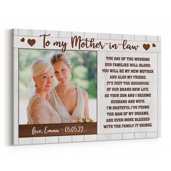 Mother In Law Wedding Gift From Bride Custom Photo Canvas Print