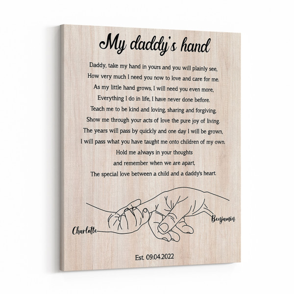 My Daddy's Hand Poem Custom Canvas Print
