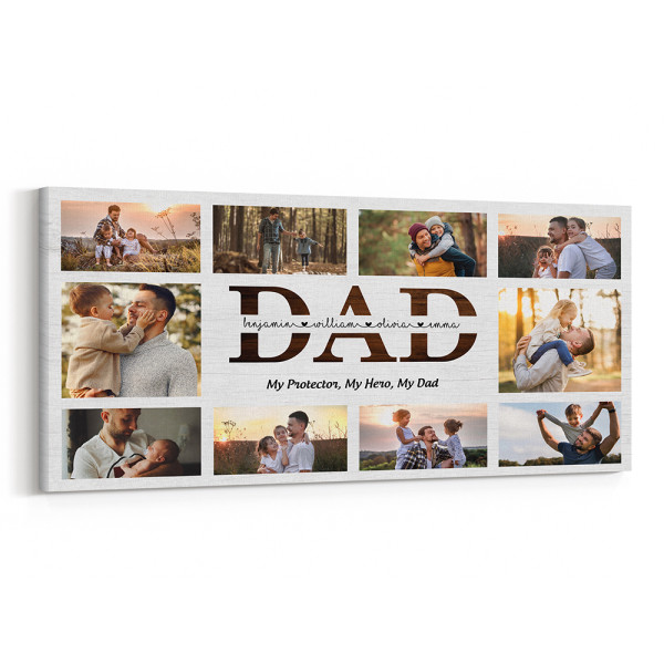 My Protector, My Hero, My Dad Custom Canvas Sign