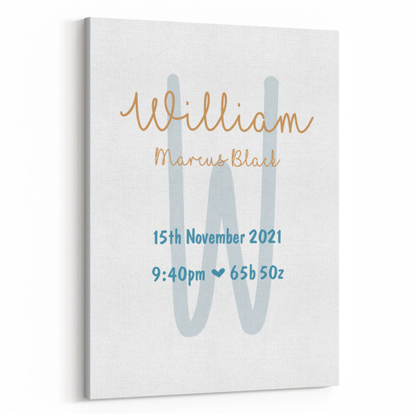 New Baby Custom Name Canvas Print