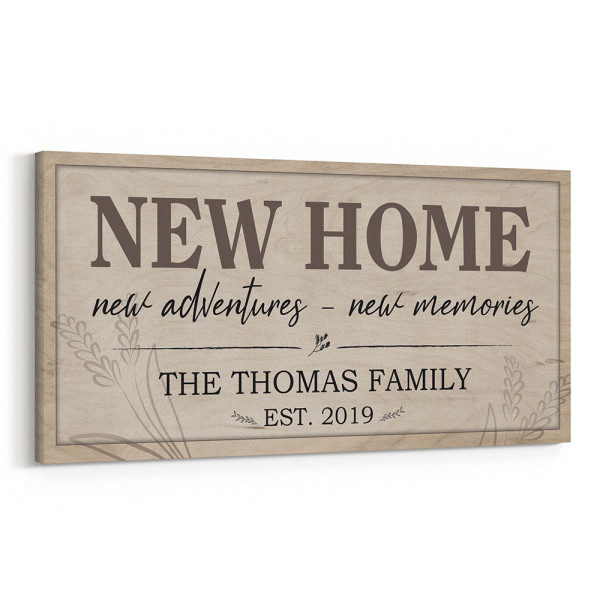 New Home New Adventures New Memories Custom Name Family Est Canvas Print