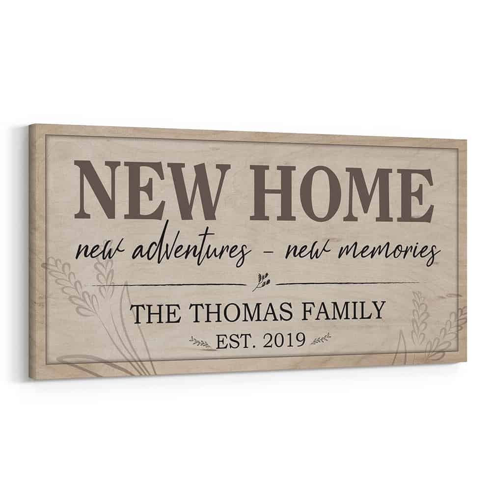 New Home New Adventures New Memories Custom Name Family Est Canvas Print