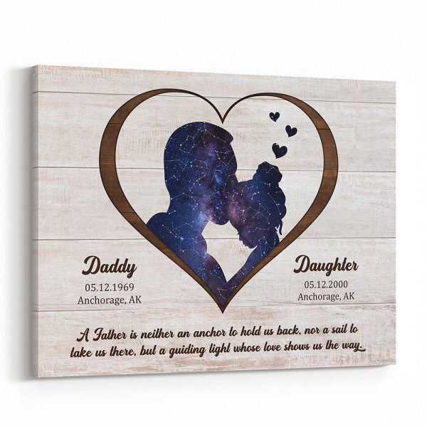Night Sky Father's Day Custom Star Map Gift For Dad Silhouette Canvas Print