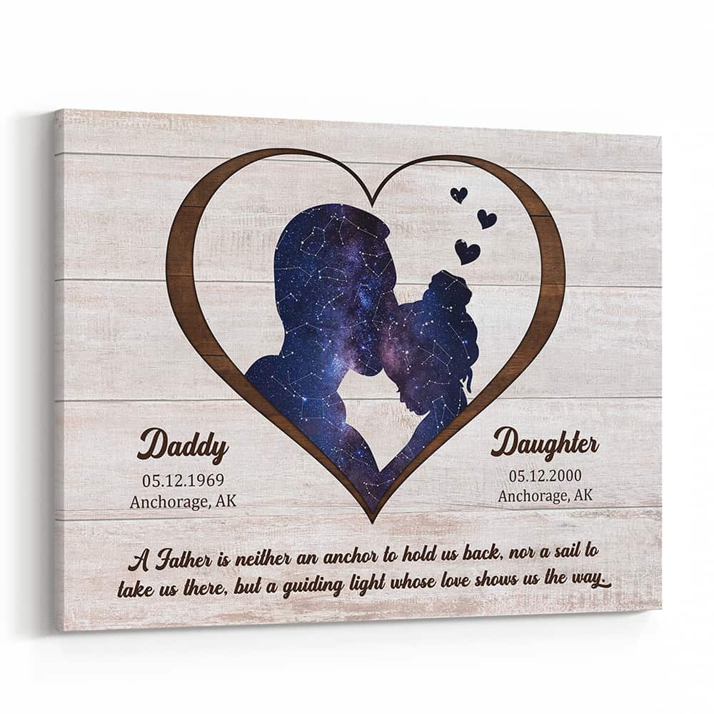 Night Sky Father’s Day Custom Star Map Gift For Dad Silhouette Canvas Print