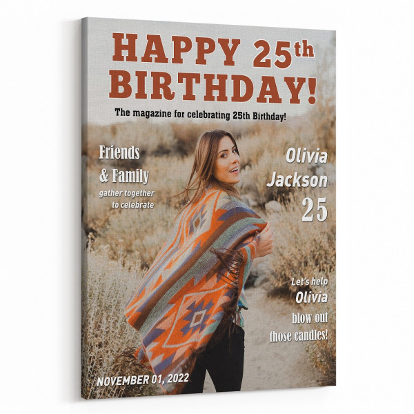 Personalized Birthday Magazine Cover Photo Canvas Print