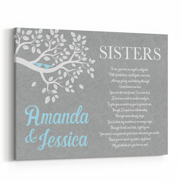 Sister Poem Custom Text Canvas Print