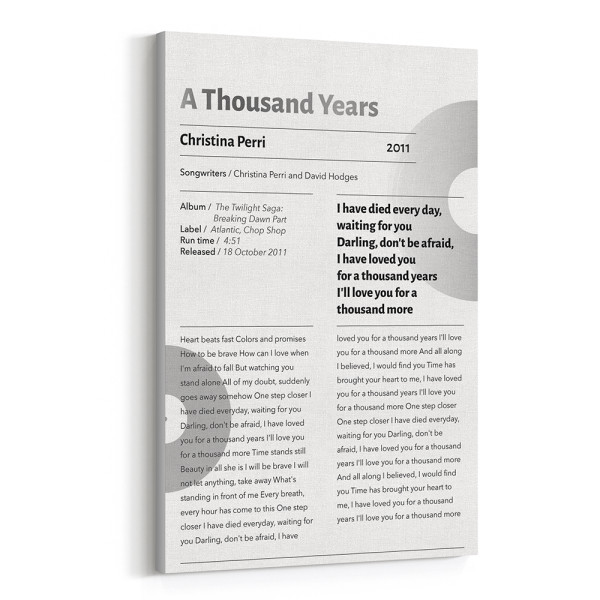 Song Lyrics Poster Custom Canvas Print