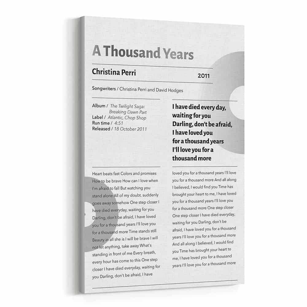 Song Lyrics Poster Custom Canvas Print