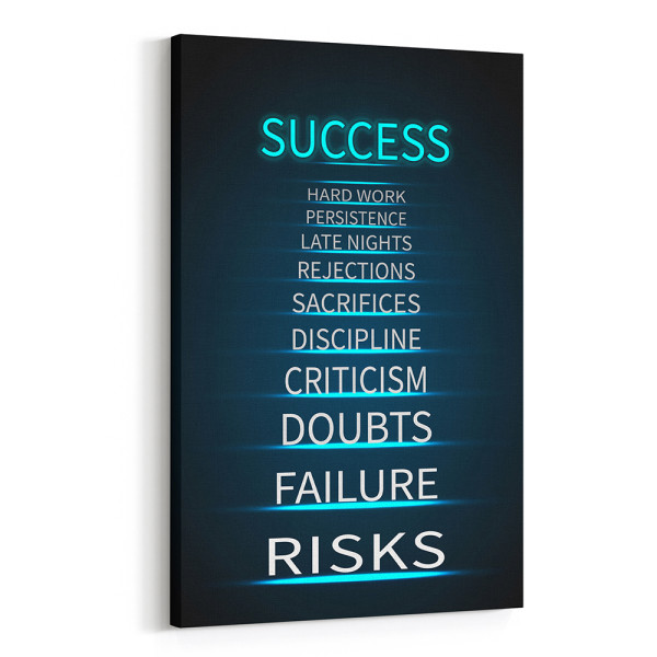 "Success: Hard Work- Persistence - Late Nights" Motivational Canvas Print