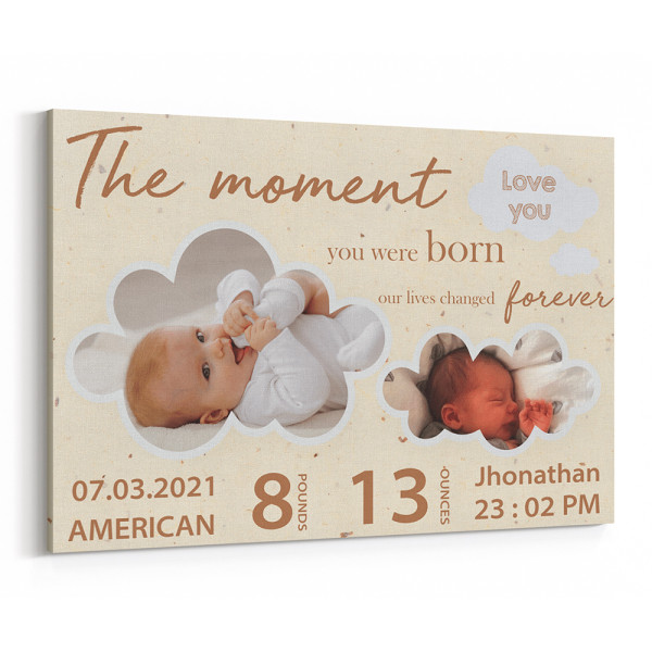 The Moment You Were Born Our Lives Changed Forever Custom Canvas Print
