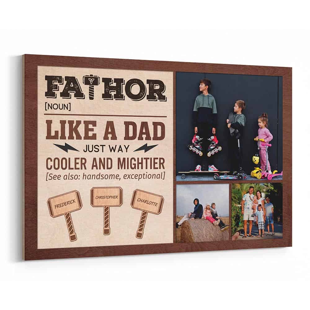 Thor Hammer Personalized Gift for Dad Fathor Father’s Day Sign Canvas Print