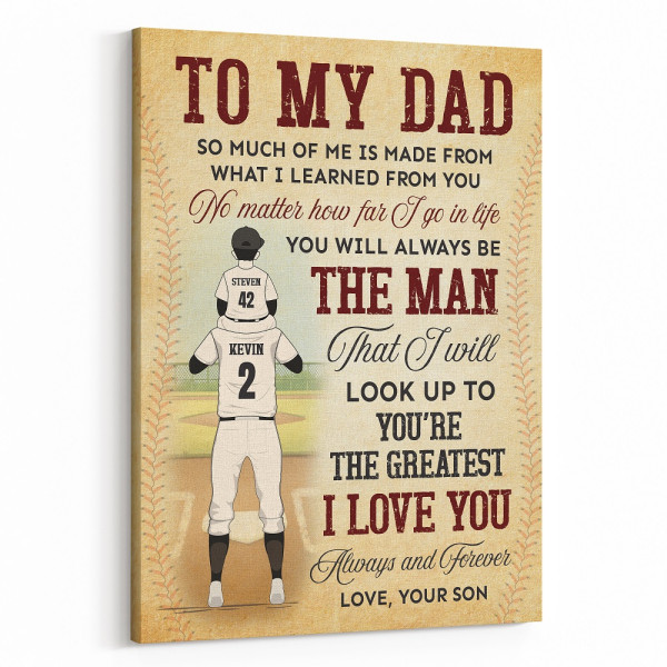 To My Dad Baseball Father's Day Gift For Dad Custom Canvas Print