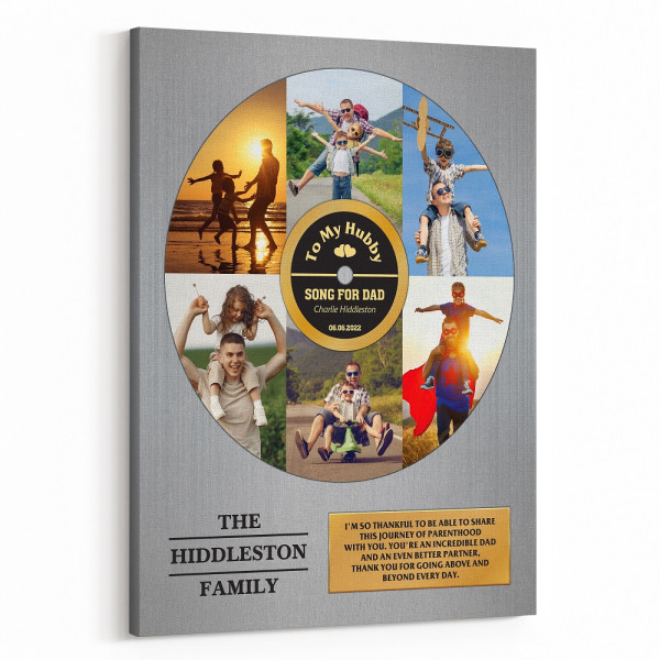 Vinyl Record Photo Collage For Dad Canvas Print