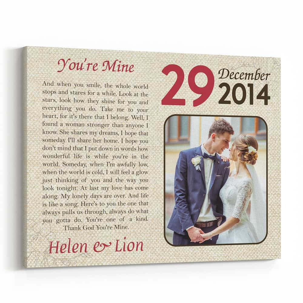 You‘re Mine Custom Song Lyric Anniversary Canvas Print