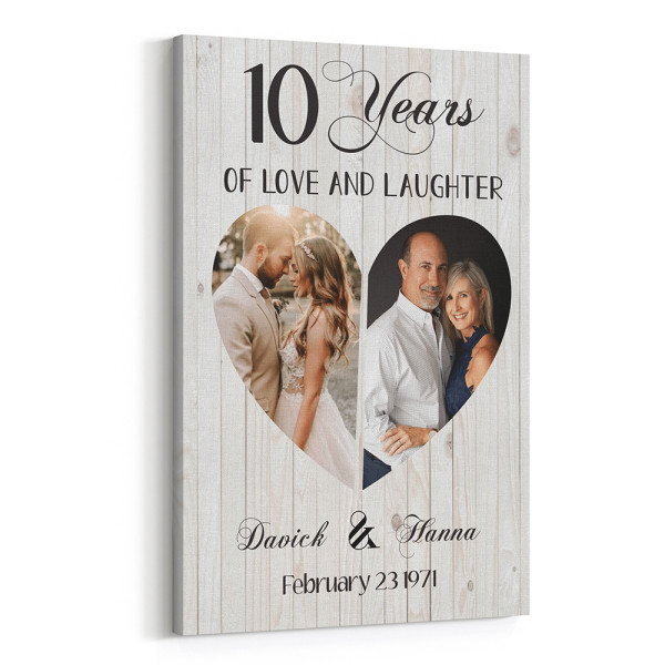 “10 Years of Love and Laughter” Photo Custom Canvas Print