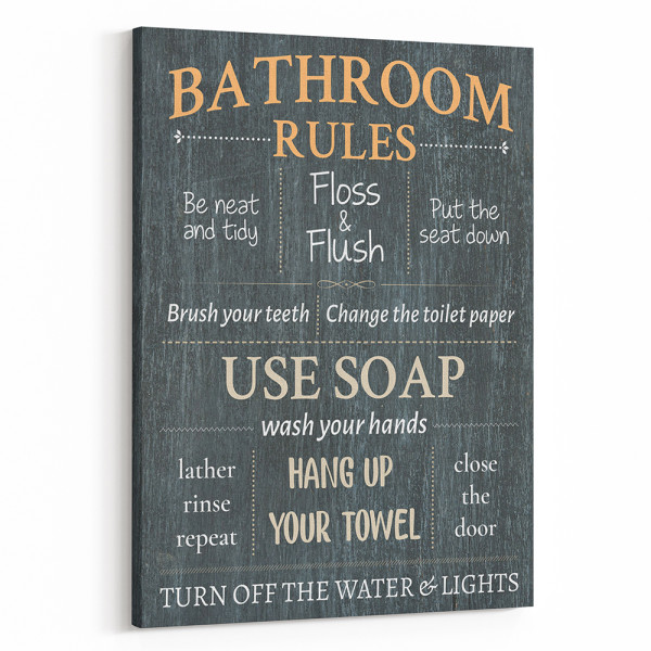 Bathroom Rules Sign Canvas Print