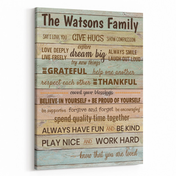 Custom Family Rules Wall Art Canvas Sign