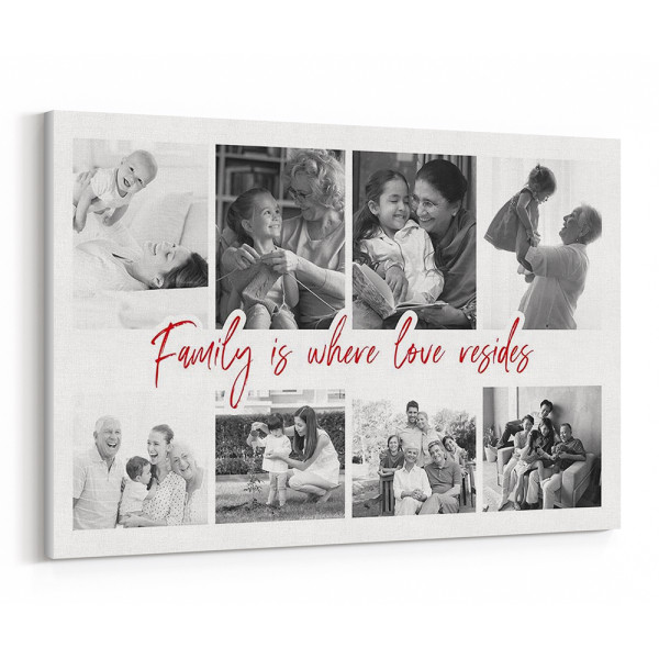 Family Is Where Love Resides Custom Photo Collage Canvas Print