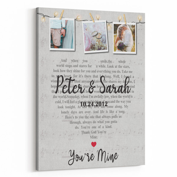 Song Lyrics Hanging Photo Polaroids Canvas Print