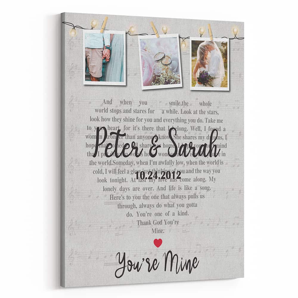 Song Lyrics Hanging Photo Polaroids Canvas Print