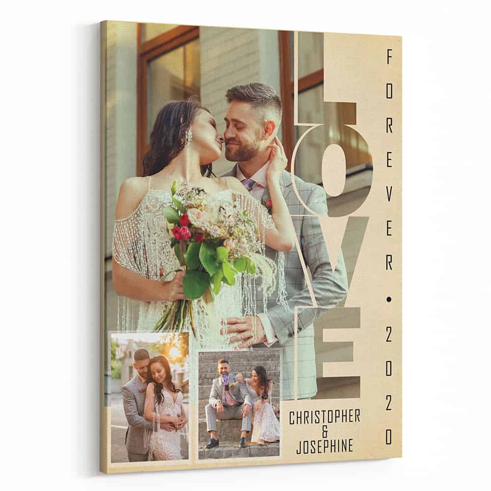 Love Forever Anniversary Custom Photo Canvas Print