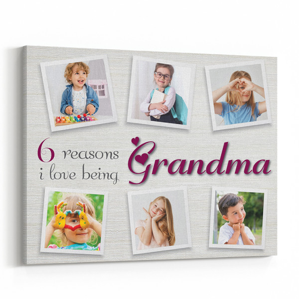 “Reasons I Love Being Grandma” Custom Photo Canvas Print