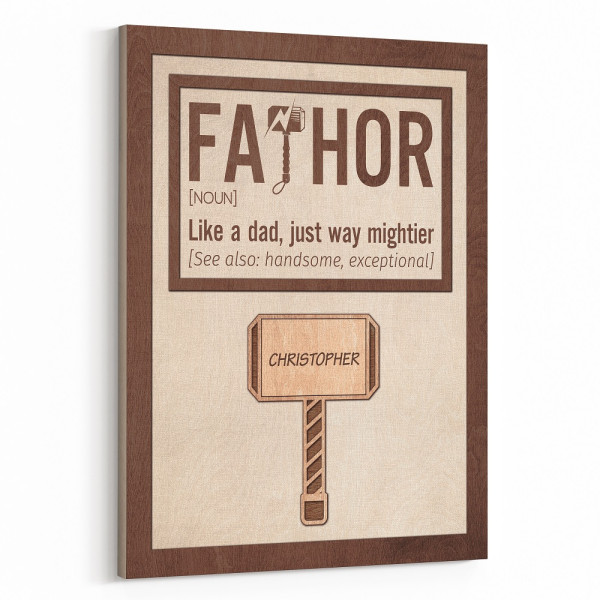 Thor Hammer Personalized Gift for Dad Fathor Father's Day Sign Canvas Print