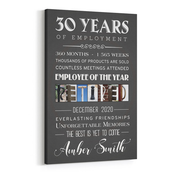 Years of Employment Personalized Retirement Canvas Print