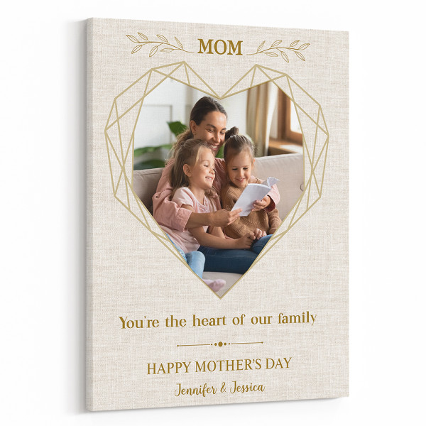 You’re The Heart Of Our Family Custom Photo And Text Canvas Print