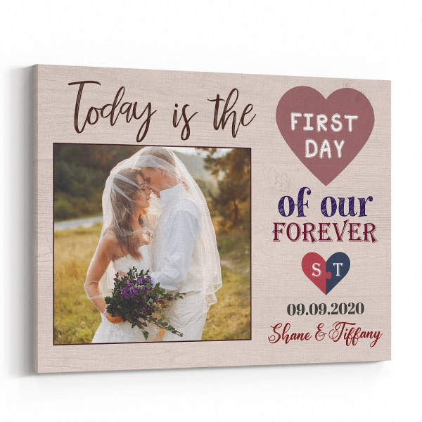 “The First Day of Our Forever” Custom Photo Canvas Print