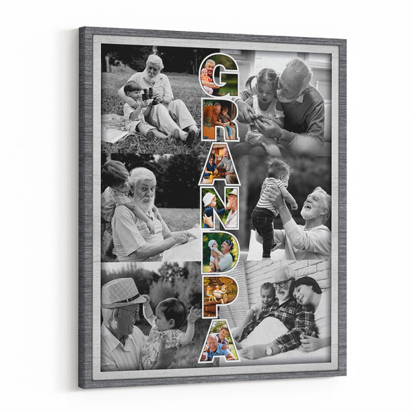 Grandpa Art Custom Photo Collage Canvas Print