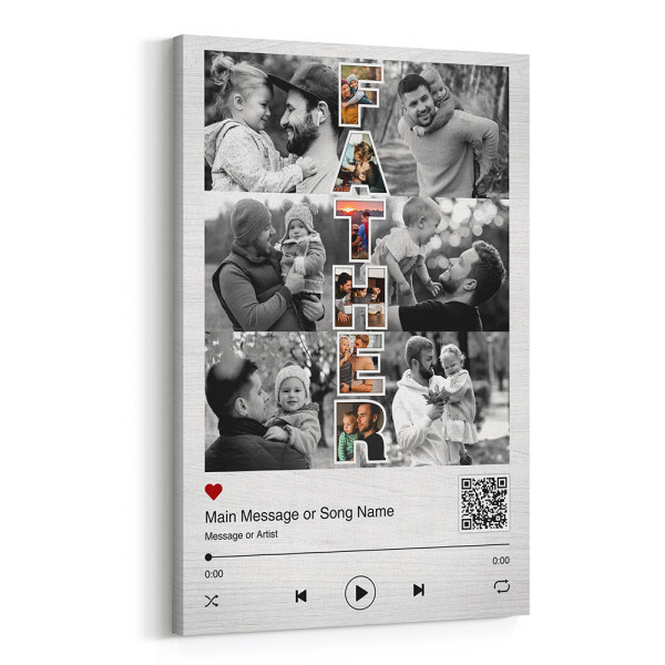 Father Art Message And Song With QR Code Custom Canvas Print